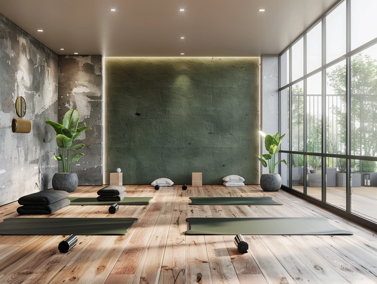 Зона для практики з килимками та допоміжними блоками